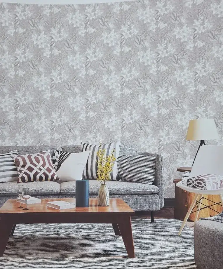 Premium grey floral wallpaper sample — Tridant Wallpaper