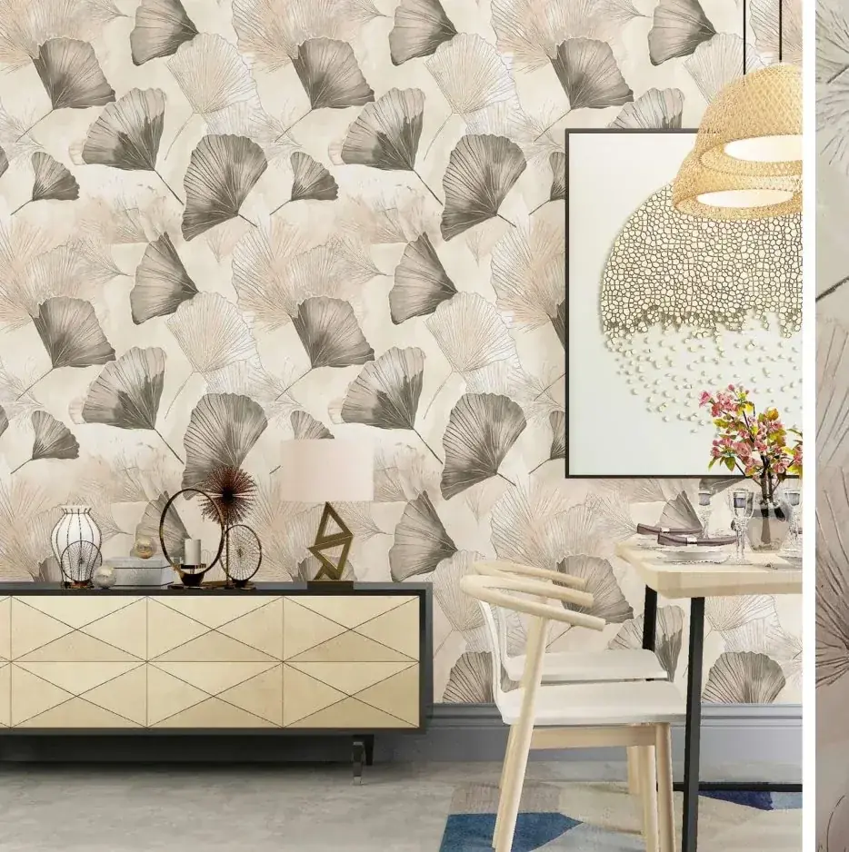 Elegant Neutral Leaves wallpaper design by Tridant Wallpaper in Greater Noida West