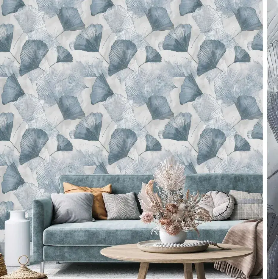 Cool Blue Botanical wallpaper design by Tridant Wallpaper in Greater Noida West