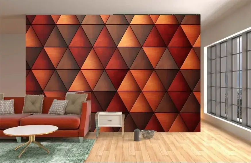 Warm 3D Triangles wallpaper design by Tridant Wallpaper in Greater Noida West