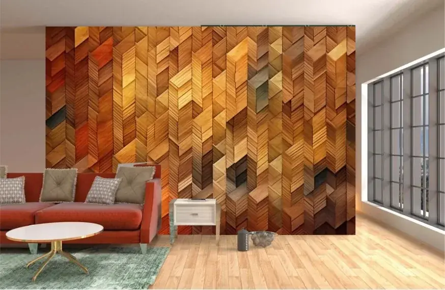 3D Wood Chevron wallpaper design by Tridant Wallpaper in Greater Noida West